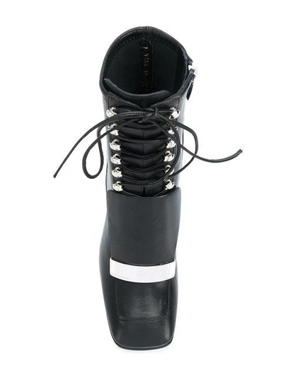 Shop Sergio Rossi Lace-up Square-toe Boots - Black