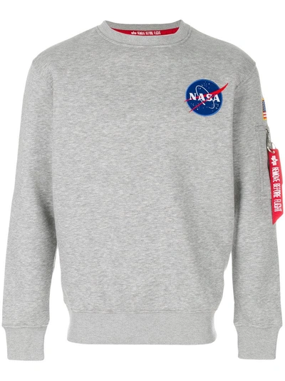 Shop Alpha Industries Nasa Sweatshirt In Grey