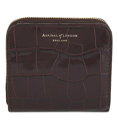 Shop Aspinal Of London Mini Continental Leather Purse In Amazon Brown