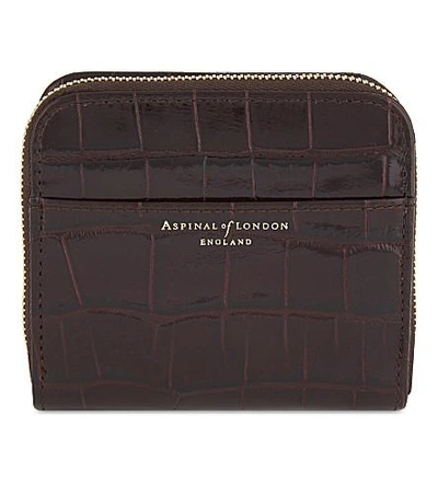 Shop Aspinal Of London Mini Continental Leather Purse In Amazon Brown