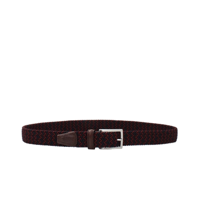 Shop Luciano Barbera Solid Braided Belt In Burgundy
