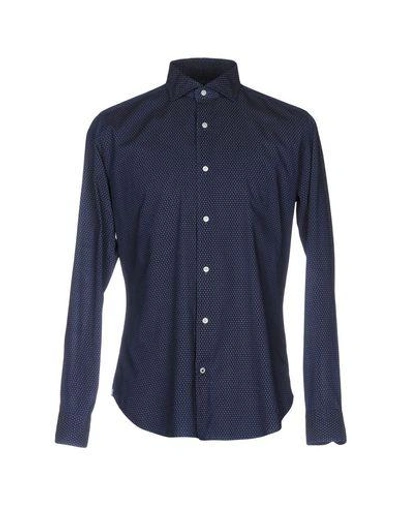 Shop Truzzi Patterned Shirt In Dark Blue