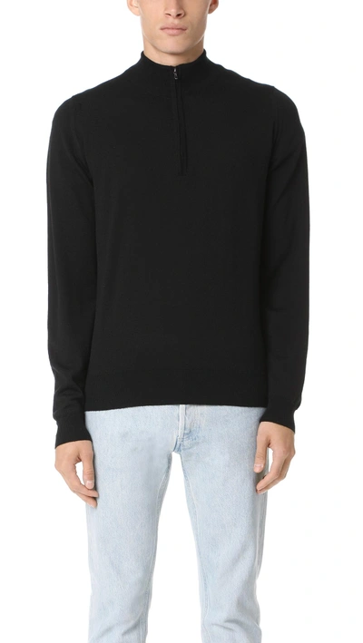 Shop John Smedley Tapton Half Zip Sweater In Black