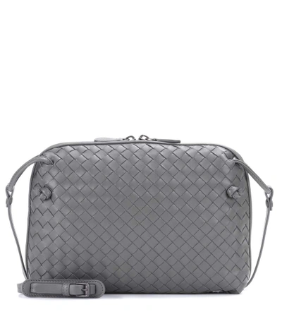 Shop Bottega Veneta Nodini Leather Crossbody Bag In Grey