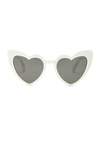 Shop Saint Laurent Lou Lou Heart Sunglasses In White