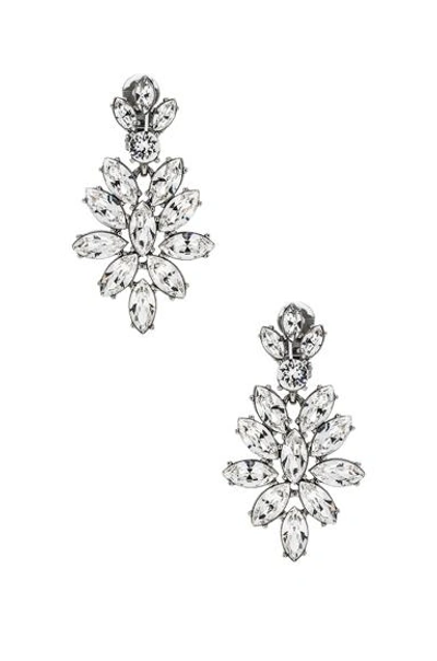 Shop Oscar De La Renta Navette Crystal Earrings In Crystal & Silver