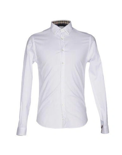 Shop Aquascutum Man Shirt White Size 17 Cotton, Elastane