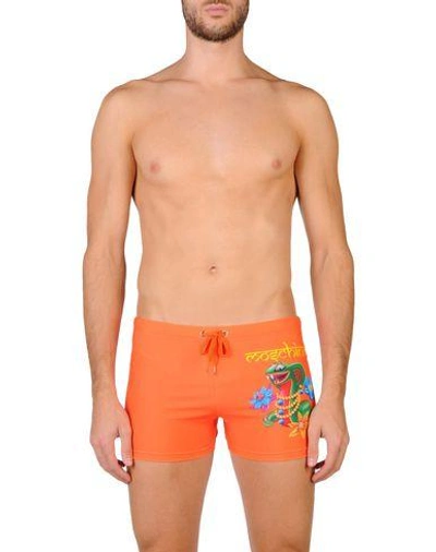 Shop Moschino Swim Swim Shorts In Orange