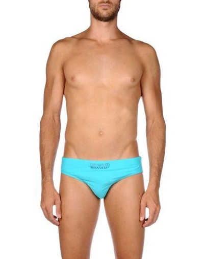 Shop Moschino Swim Swim Briefs In Turquoise