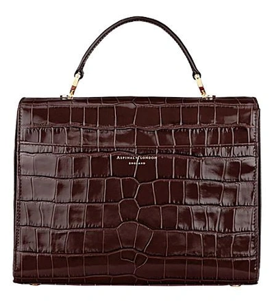 Shop Aspinal Of London Mayfair Croc-embossed Leather Cross-body Bag In Amazon Brown