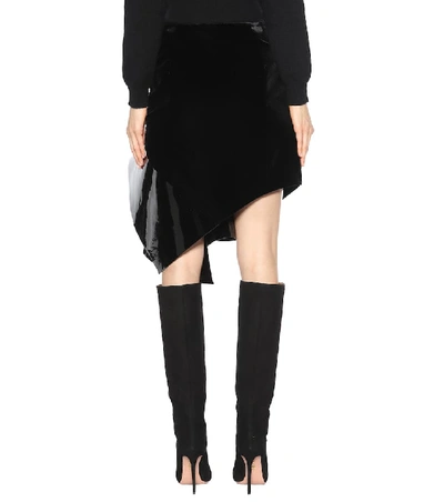 Shop Saint Laurent Leather-trimmed Miniskirt In Black