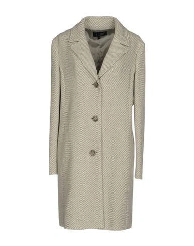 Shop Armani Jeans Overcoats In Light Grey