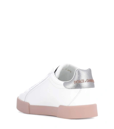 Shop Dolce & Gabbana Embellished Leather Sneakers