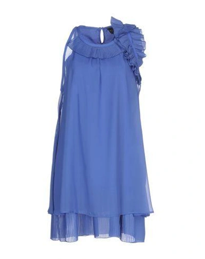 Shop Atos Lombardini Short Dress In Pastel Blue