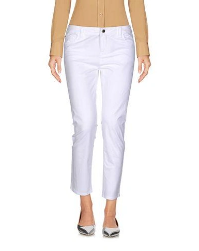 Shop Armani Jeans Woman Cropped Pants White Size 30 Cotton, Polyester, Elastane