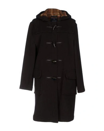Shop Gloverall Coat In Dark Brown
