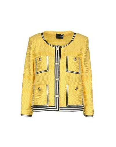 Shop Atos Lombardini Woman Suit Jacket Yellow Size 8 Cotton, Polyamide, Polyester