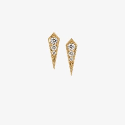 Shop Lizzie Mandler Fine Jewelry 18k Yellow Gold Kite Diamond Stud Earrings In Metallic