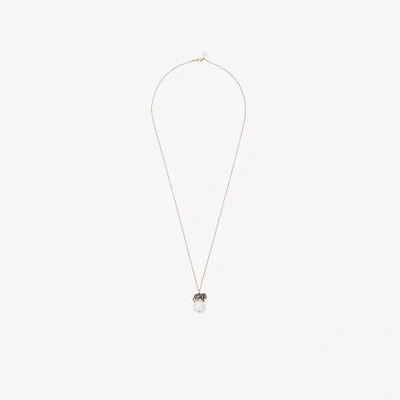 Shop Bibi Van Der Velden 18k Rose Gold Diamond Lion On Pearl Necklace In Metallic