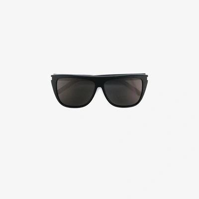 Shop Saint Laurent Eyewear Ladies Black Oversized Sunglasses