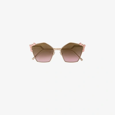 Shop Fendi Eyewear Can Eye Sunglasses In Metallic