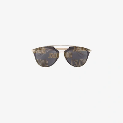 Shop Dior Eyewear Black J'a Reflected Sunglasses In Metallic