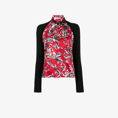 Shop Jw Anderson High Neck Filigree Print Top In Red