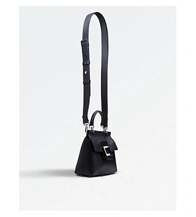 Shop Roger Vivier Viv' Cabas Leather Mini Shoulder Bag In Black