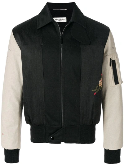 Shop Saint Laurent Embroidered Bomber Jacket