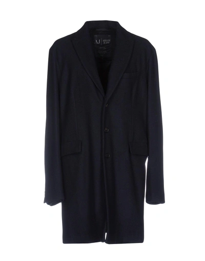 Shop Armani Jeans Coat In Dark Blue