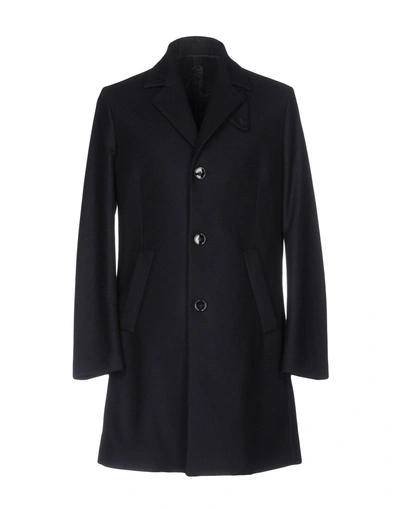 Shop Paolo Pecora Coat In Dark Blue