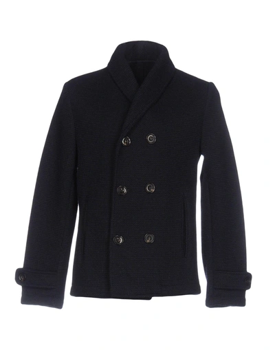 Shop Paolo Pecora Coat In Dark Blue