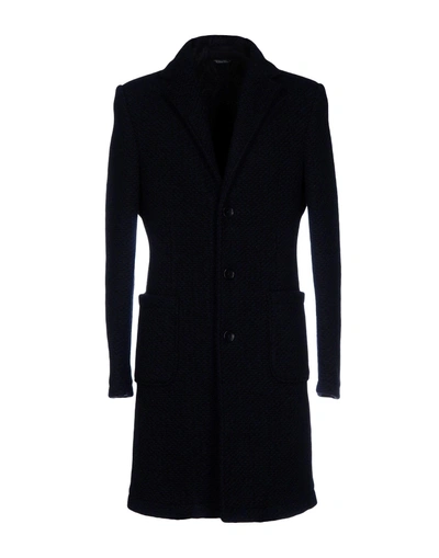 Shop Grey Daniele Alessandrini Coat In Dark Blue