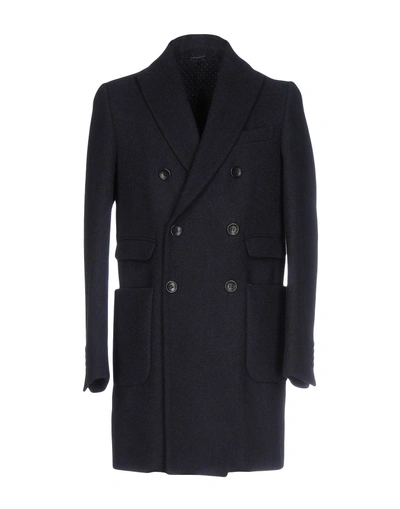 Shop Grey Daniele Alessandrini Coats In Dark Blue
