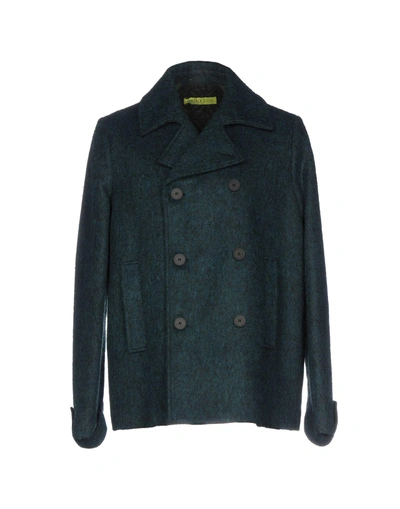 Shop Versace Jeans Coat In Dark Green