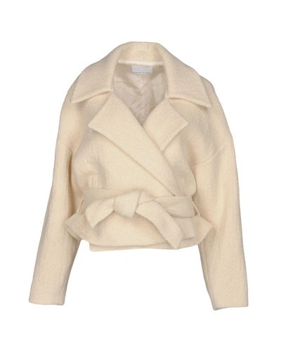 Shop Charlie May Belted Coats In Ivory