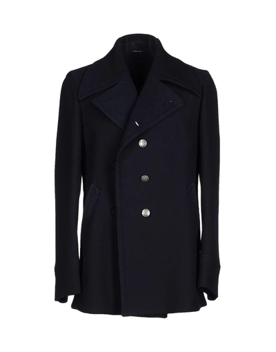 Shop Maison Margiela Coat In Dark Blue