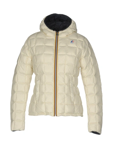 Shop K-way Down Jackets In Ivory