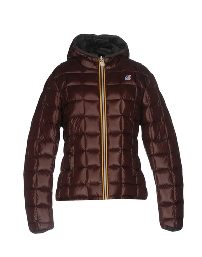 Shop K-way Down Jackets In Cocoa