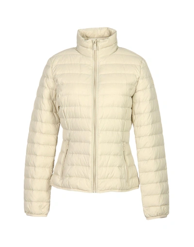 Shop Armani Jeans Down Jackets In Sand