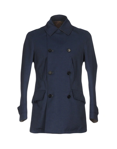 Shop Rvr Lardini Overcoats In Dark Blue