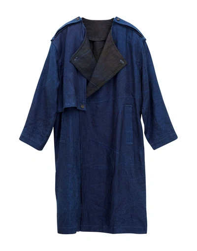 Shop Mini Edwina Hörl X  Overcoat & Trench Coat Blue Size S Linen
