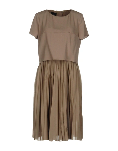 Shop Atos Lombardini Knee-length Dress In Beige