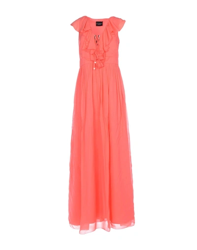 Shop Atos Lombardini Long Dresses In Coral