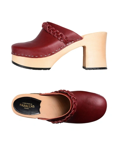 Shop Swedish Hasbeens Mules In Brick Red