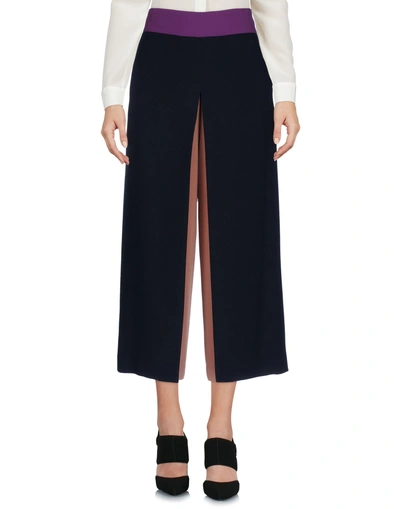 Shop Lorenza Pambianco Cropped Trousers & Culottes In Dark Blue