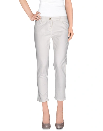 Shop Patrizia Pepe Cropped Pants In Ivory
