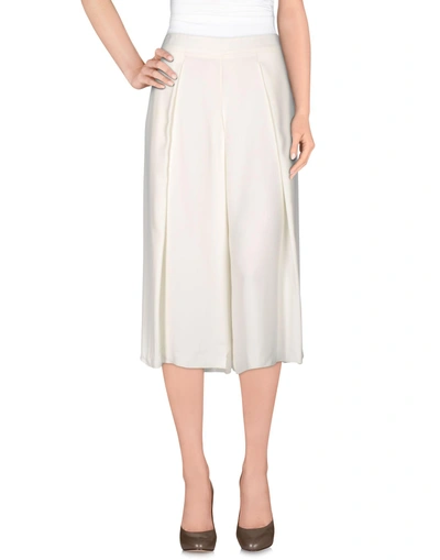 Shop Manila Grace Cropped Pants & Culottes In Ivory