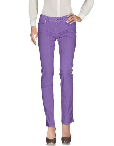 Shop Jeckerson Woman Pants Light Purple Size 27 Cotton, Elastane