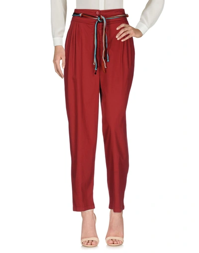 Shop Atos Lombardini Casual Pants In Brick Red